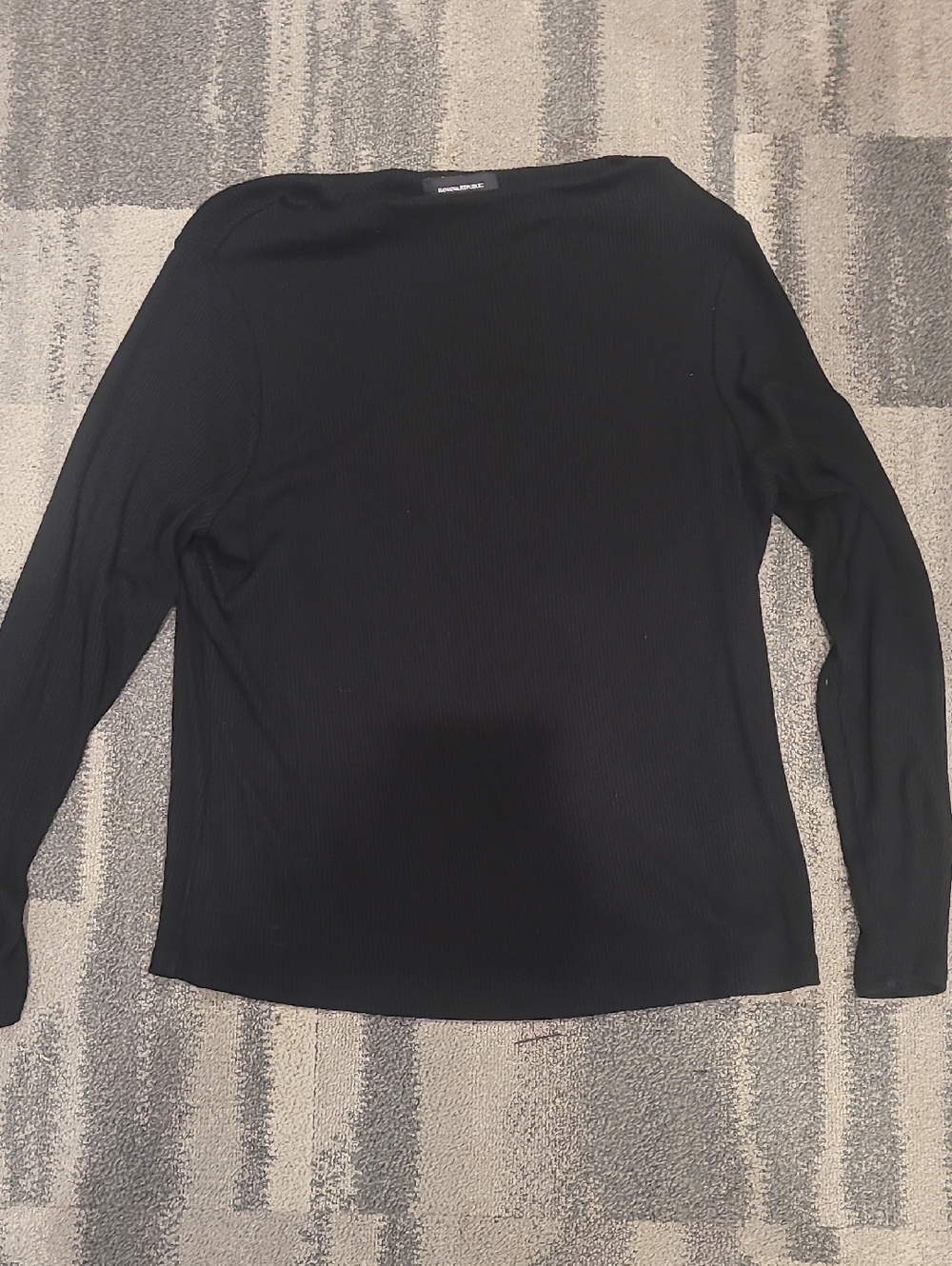 Banana Republic Black Ribbed Long-Sleeve Top